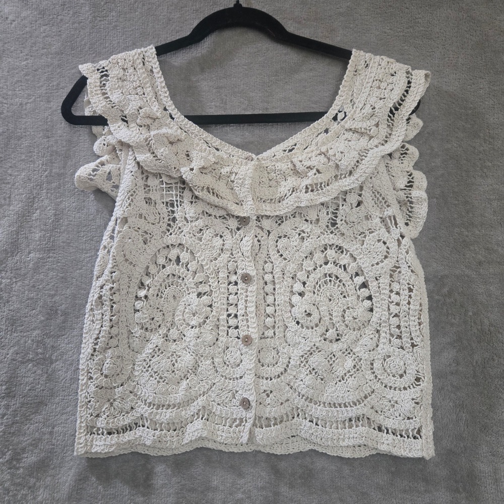 Crochet‎ Lace Vest Coquette Boho Cottagecore Festival Hippie Resort Coastal